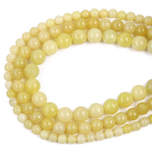 BEADIA Natural Lemon Jade Stone Round Loose Semi Gemstone Beads for Jewelry Making 10MM 38PCS - color: Lemon Jade, size: 10mm