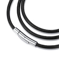 jonline24h Mens Womens Black Leather Cord Necklace Rope Chain with Stainless Steel Clasp 3mm 16-30 inch