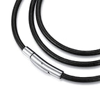 jonline24h Mens Womens Black Leather Cord Necklace Rope Chain with Stainless Steel Clasp 3mm 16-30 inch