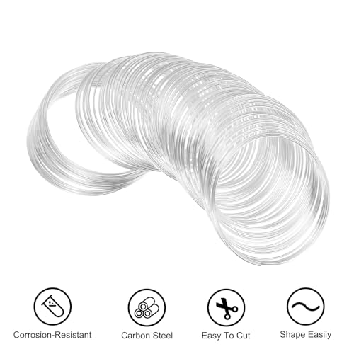 PATIKIL 100 Loops Memory Wire, 1pcs 1mm 18 Gauge Jewelry Wire Craft Wire Memory Steel Wire for Jewelry Making Bracelets Beading DIY Crafts, Silvery - color: Silvery