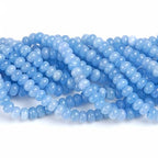 76pcs 5x8mm Natural Stone Dark Blue Aquamarine Rondelle Spacer Loose Beads Abacus Disk Stone Round Loose Gemstone Beads for Jewelry Making DIY Bracelet Necklace - color: Blue Aquamarine Stone