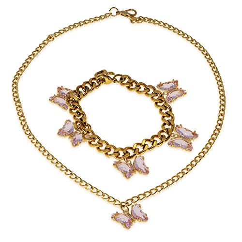 Crystal Zirconia Gold Plated Brass Charms for Jewelry Making Bracelet Necklace Earring Pendant Craft Supplies DIY Accessories - color: Butterfly-Pink-5Pcs
