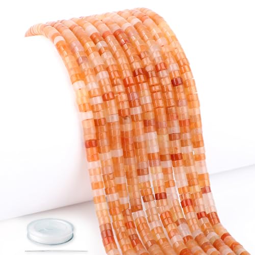 Natural Orange Aventurine Heishi Spacer Beads Loose Semi Precious Flat Round Gemstone Disc Shape Stone for Beading Jewelry Making 4x2mm 15.5" - color: Orange Aventurine