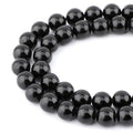 Bymitel 90 pcs Natural Genuine Real Round Loose Stone Beads Gemstone Spacers for Charm DIY Jewelry Making 15.5" per Strand 4mm (Black Tourmaline, 4mm) - color: Black Tourmaline, size: 4mm