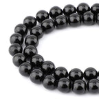 Bymitel 90 pcs Natural Genuine Real Round Loose Stone Beads Gemstone Spacers for Charm DIY Jewelry Making 15.5" per Strand 4mm (Black Tourmaline, 4mm) - color: Black Tourmaline, size: 4mm
