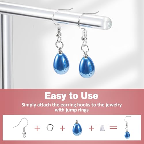 925 Sterling Silver Plated Earring Hooks for Jewelry Making, 300 Pcs Hypoallergenic DIY Earring Making Supplies Kit, Upgraded French Ear Fish Hook Earing Findings Wires Parts Hardware Pieces (Silver) - color: Silver