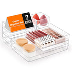 SMARTAKE 7-Piece Drawer Organizer with Non-Slip Silicone Pads, 4-Size Desk Drawer Organizer Trays Storage Tray for Makeup, Jewelries, Utensils in Bedroom Dresser, Office and Kitchen (Clear) - style: 7 PCS