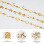 KYUNHOO 13FT/4M Gold Plated Jewelry Chains for Crafts Making Textured Butterfly Chain Link Satellite Bead Stainless Steel Necklace Bulk Jewelry - color: Butterfly Gold
