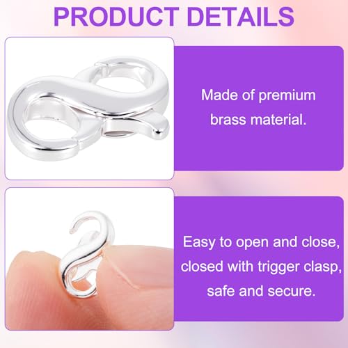 Pndeyo Double Opening Lobster Clasp, 925 Sterling Silver Jewelry Connector Extender, Hypoallergenic Spring Clasp for Keychains Necklace Bracelet Jewelry Making - color: Silver-1pc-0.39"×0.26"