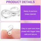 Pndeyo Double Opening Lobster Clasp, 925 Sterling Silver Jewelry Connector Extender, Hypoallergenic Spring Clasp for Keychains Necklace Bracelet Jewelry Making - color: Silver-1pc-0.39"×0.26"