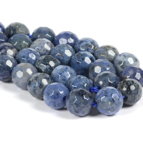 6mm Blue Dumortierite Faceted Gemstone Round Loose Beads Strand 15.5-16" DIY Jewelry Making - color: Blue Dumortierite