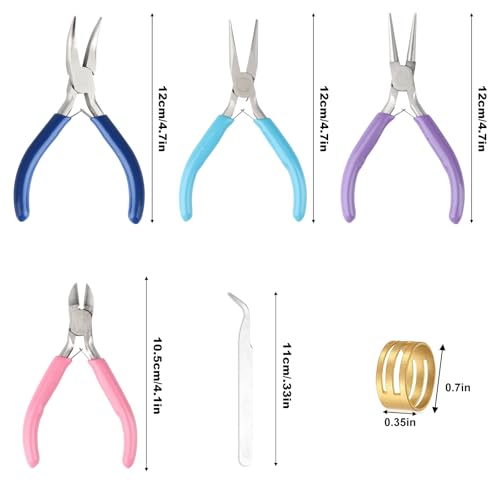 4 Pack Jewelry Making Pliers Tools Set, Jewelry Making Needle Nose Chain Nose Round Bent Pliers Wire Cutter for Bracelet Beading DIY Craft Jewelry Making Supplies - style: 4pcs-Mixed Color