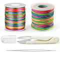 Jewelry Making String Set Elastic Cord Non‑Elastic Beading Thread with Needles and Scissors, Rainbow Stretchy String for Bracelets Beading DIY Crafts
