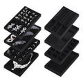 8 Pack 4 Styles Velvet Jewelry Tray, 8" x 5" Jewelry Organizer Tray Stackable Jewelry Storage Tray, Drawer Jewelry Tray for Rings, Earrings, Necklace, Bracelet, Black