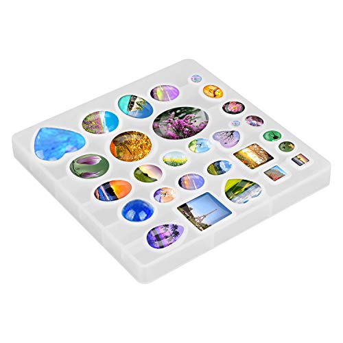 HOMEIDOL Resin Jewelry Molds Pendant Trays Making Kit with 30pcs 5 Styles Metal Pendants and 1pc Silicone Epoxy Casting Mold for Pendant Crafting DIY Gifts - color: 30Pcs Metal Pendant+1 Pc Silicone Casting Molds