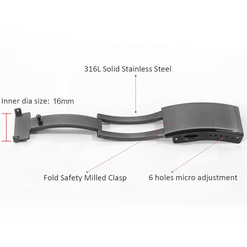 watchdives Watch Buckle 18mm/20mm/22mm Fold Safety Milled Clasp Replacement Stainless Steel Watchband Clasp (Black, 16mm) - color: Black, size: 16mm