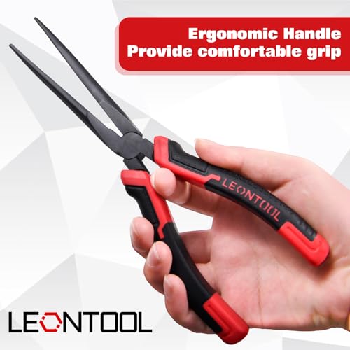10" Extra Long Needle Nose Pliers | Designed for Car Repair & Welding Assistance | Heavy Duty 45 Steel Extended Reach Long Nose Pliers with Serrated Jaw for Narrow Spaces and Limited Areas