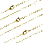 ALEXCRAFT Wholesale 12 PCS Gold Plated Brass Flat Cable Chain Finished Necklace Chains Bulk for Jewelry Making (30 Inch(2 MM)) - color: Gold, size: 30 Inch-0.079 Inch