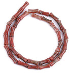 GEM-Inside 30Pcs 5x12mm Natural Red Flower Jasper Stone Plant Bamboo Knot Bone Charms Beads for Jewelry Making Power Energy Chakra Stone Beads - color: Red Flower Jasper
