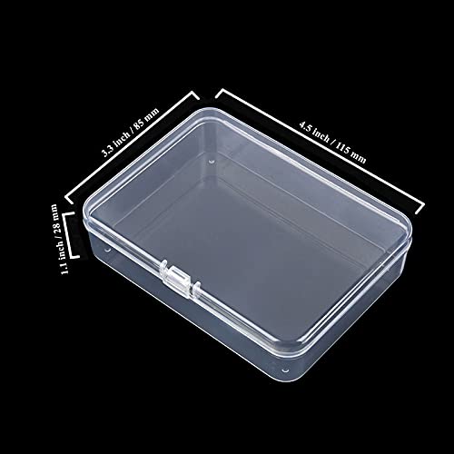 12 Pack Rectangular Clear Plastic Storage Containers Box with Hinged Lid for Beads and Other Small Craft Items (4.5 x 3.3 x 1.1 inch) - size: 4.5 x 3.3 x 1.1 inch