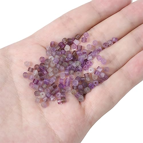 BEADIA Natural Amethyst Short Cylinder Beads 2x3mm 155pcs Tube Loose Semi Gemstone Beads for Jewelry Making Design - color: Amethyst
