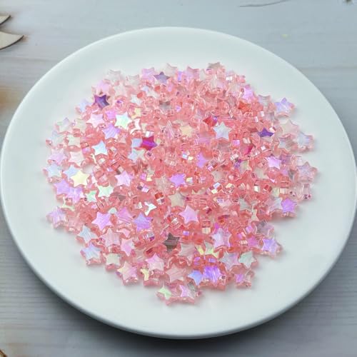 450 PCS Acrylic Star Shape Beads AB Colors Loose Pony Spacer Beads with Hole for Jewelry Making Necklace Earring Key Chains DIY Projects(Pink AB) - color: Pink AB