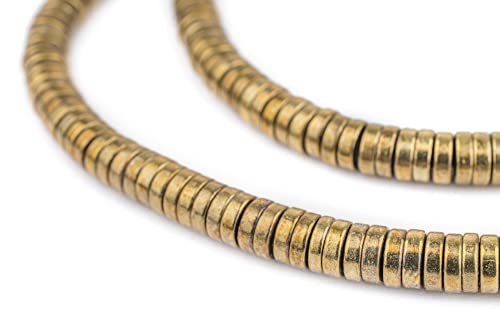 The Bead Chest Brass Snake Disk Beads 6mm, Full Strand of Quality Metal Spacers for DIY Jewelry Design - color: Brass