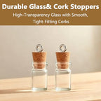 12 Sets Mini Glass Bottles with Cork Tiny Vials and Jars Miniature Bottle Charms with Eye Screws and Small Funnel Small Necklace Jar Accessories and DIY Keychain Craft Supplies(1ml)