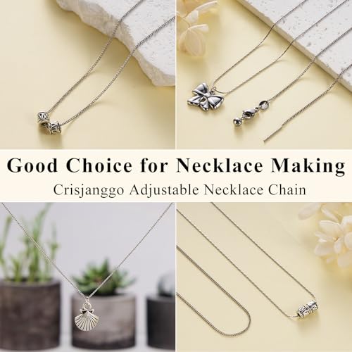 Crisjanggo 10 Pcs Silver Necklace Cable Chain Stainless Steel Chain for Jewelry Making Adjustable Charm Necklace Bulk 20 Inches with Lobster Clasps for Women - color: Re-Silver Cable