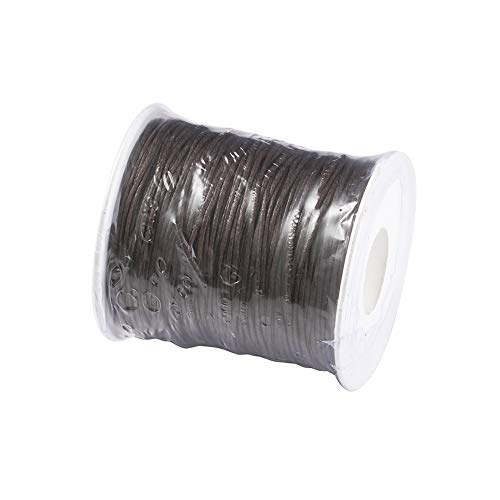 100 Yards Waxed Cotton Cord Threads Coconut Brown Braided Beading Cord Strings Bracelet Necklace Wire 1mm(0.04 inch) with Spool for Bracelets Necklace Jewelry Making Friendship Bracelet - color: Coconut Brown, size: 1mm