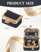 COOLYOUTH Leather Mini Jewelry Box Travel Jewelry Case Portable Small Coin Purse with Kiss Lock (Blue) - color: Small-Deep Blue