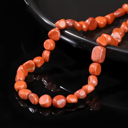 HAAMIIQII Natural Red Jasper Pebble Stone 5-8mm Small Irregular Freeform Tumbled Loose Gemstone Beads for Jewelry Making Strand 15 Inch (45-50pcs) - color: Red Jasper