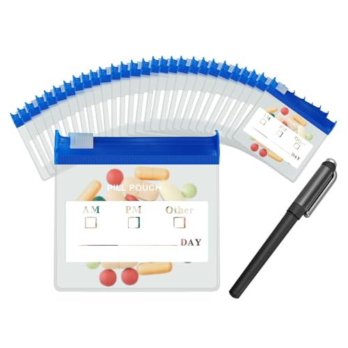 18 Packs Color Pill Pouch Bags 12mil 3 x 2.75 Inch bpa-Free, Frosted Clear EVA Materials, Heavy-Duty Thick Plastic Bags, Seal Zipper for Travel Medicine Organizer, Jewelry, Small Craft Pieces-Blue - color: Frosted & Blue, size: Pack of 18