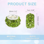 uxcell 50Pcs European Large Hole Beads, Rhinestone Craft Bead Crystal Charm Spacer Beads for Pens Bracelet Making Necklace DIY Craft, Olive Green - color: Olive Green