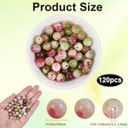 1 Box 120PCS 8MM Natural Watermelon Tourmaline Gemstone Bead with Hole Crystal Round Shape Pink Spacer Loose Stone Persian Jade Beads for Jewelry Making Bracelet Necklace DIY Craft Supply - size: 8mm 120pcs