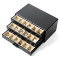 YUFONG Earring Organizer Box Acrylic Jewelry Organizer with 3 Drawers 54 Adjustable Grids Clear Stackable Earring Holder Velvet Trays Ring Display Case for Women Girls (Black Beige) - color: Black Beige