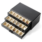 YUFONG Earring Organizer Box Acrylic Jewelry Organizer with 3 Drawers 54 Adjustable Grids Clear Stackable Earring Holder Velvet Trays Ring Display Case for Women Girls (Black Beige) - color: Black Beige