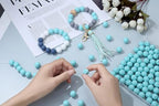 MAIBAOTA 120 Pcs Caribbean Blue Silicone Beads 15 mm Caribbean Blue Beads for Keychain/Pens/Bracelet/Necklace Making Round Silicone Beads Bulk for Craft Making（with Boxed Kits） - color: Caribbean Blue