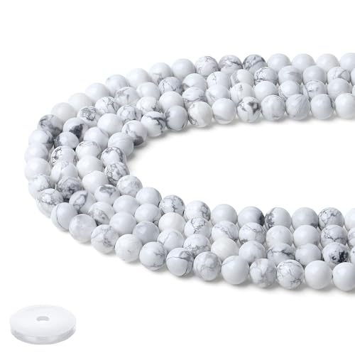 Natural White Howlite Beads 100Pcs 8mm Crystal Beads Loose DIY Round Stone Bead for Bracelet Necklace Earrings Making - color: C-White Howlite, size: 100pcs