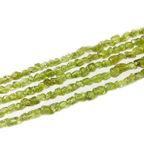 6-8mm Natural Green Peridot Nuggets Oval Free Tumbled Pebble Semi Precious Gemstone Loose Stone Beads Approx 15.5 inch for DIY Jewelry Making - color: Green Peridot