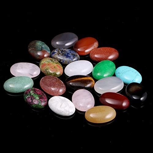 Natural Stone Cabochon Beads, 20 Pieces Oval 18x25mm Crystal Quartz Random Color for Jewelry DIY - size: 18x25mm