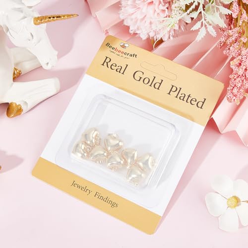 Beebeecraft 1 Box 10Pcs Puffed Heart Charm 18K Gold Plated Smooth Tiny Love Drops Charms for Jewelry Making Necklace Bracelet DIY Crafts - color: Gold, size: 15x18x7mm