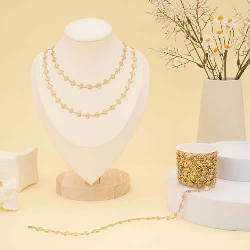 Jabogrii 16.4 Feet Gold Stainless Steel Chain for Jewelry Making Four Leaf Clover Chain Bulk Spool DIY Jewelry Making Supplies - color: FLower Gold