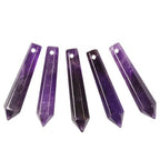 50mm Natural Amethyst Hexagonal Wand Jewelry Making Crystal Pointed Chakra Reiki Healing Beads 2mm Hole Drilled(Pack of 5) - color: Amethyst