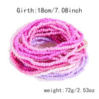 16-30Pcs Handmade Bohemian Colorful Crystal Seed Beads Stackable Adjustable Elastic Stretch Multilayerd Bracelets for Women Summer Vacation Beach Boho Bangle Jewelry - color: pink