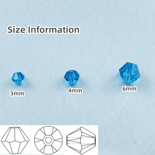 400pcs Bicone Crystal Beads 4mm Crystal Glass Faceted Beads for Necklace Bracelet Earrings DIY Jewelry Crafts Making Supplies(Deep Lake Blue) - color: Deep Lake Blue, size: 4mm