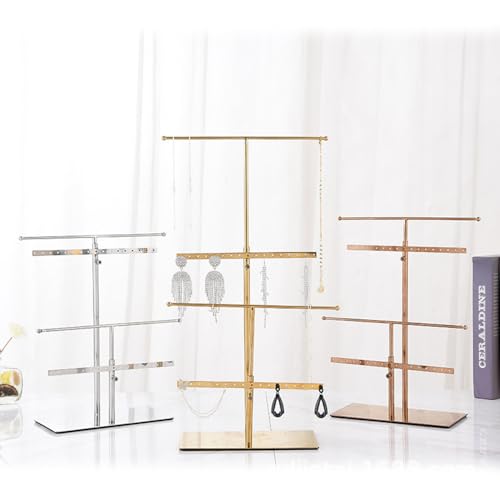 Jewelry Organizer Stand Tree, Tiered Jewelry Display Stand, Metal Tabletop Free Standing Necklace Earring Bracelet Ring Holder Organizer (Silver)