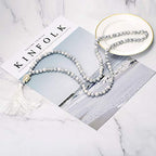 LIUANAN 108 Mala Beads 8mm Natural Bracelet Healing Gemstone Yoga Meditation Hand Knotted Mala Prayer Bead Necklace - color: White Natural Turquoise