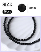 8mm Glass Beads 46PCS Glass Beads for Jewelry Making Charm Round Loose Bead for Bracelet Making Kit (Black Frosted Glass) - color: Black Frosted Glass