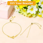 4pcs Adjustable Slider Bracelet for Jewelry Making, Bracelet Extender Chains with Rhinestones Ends Slider Extender Chains for Women DIY Bracelets Jewelry Craft Supplies(18K Gold)